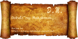 Dohány Makabeus névjegykártya